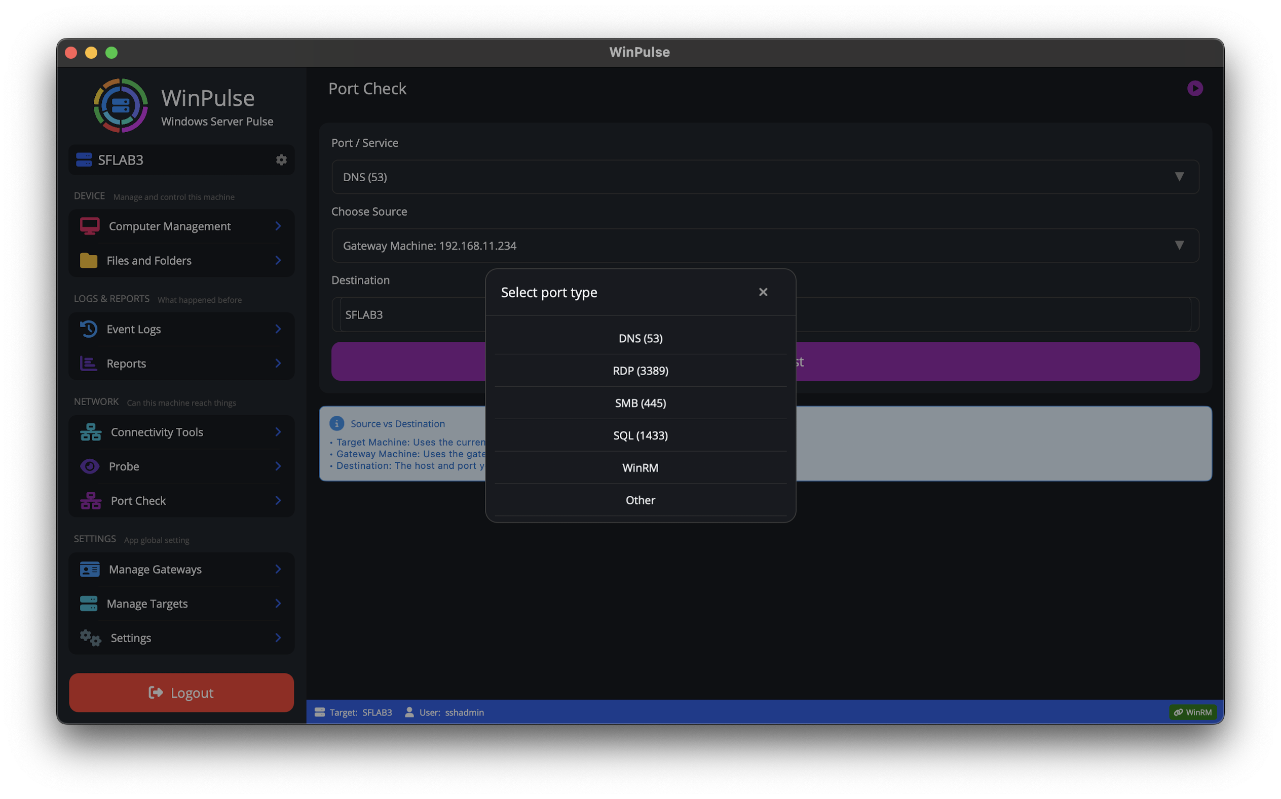 Port check — reachability (Mac)