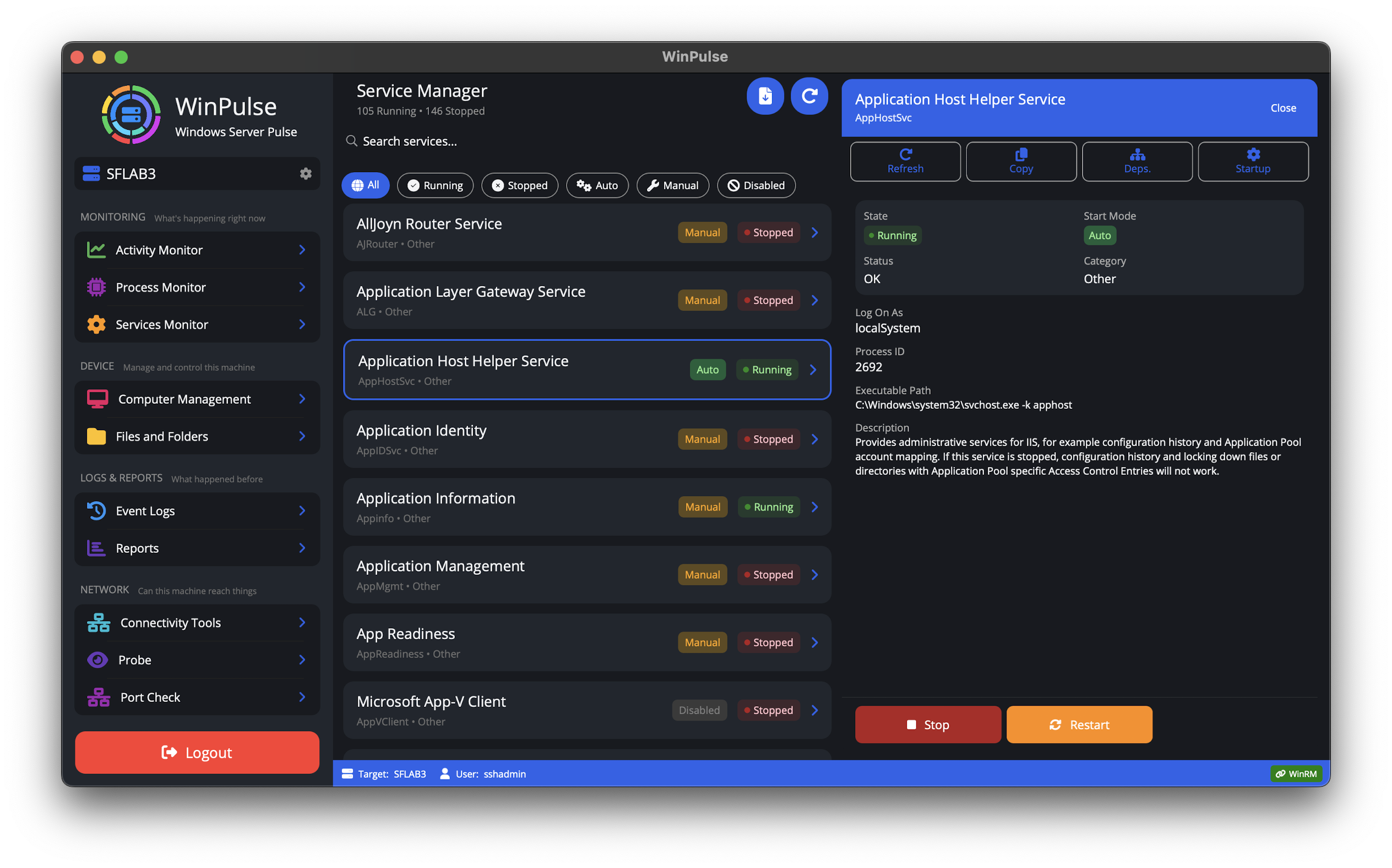 Processes — list and drill-in (Mac)