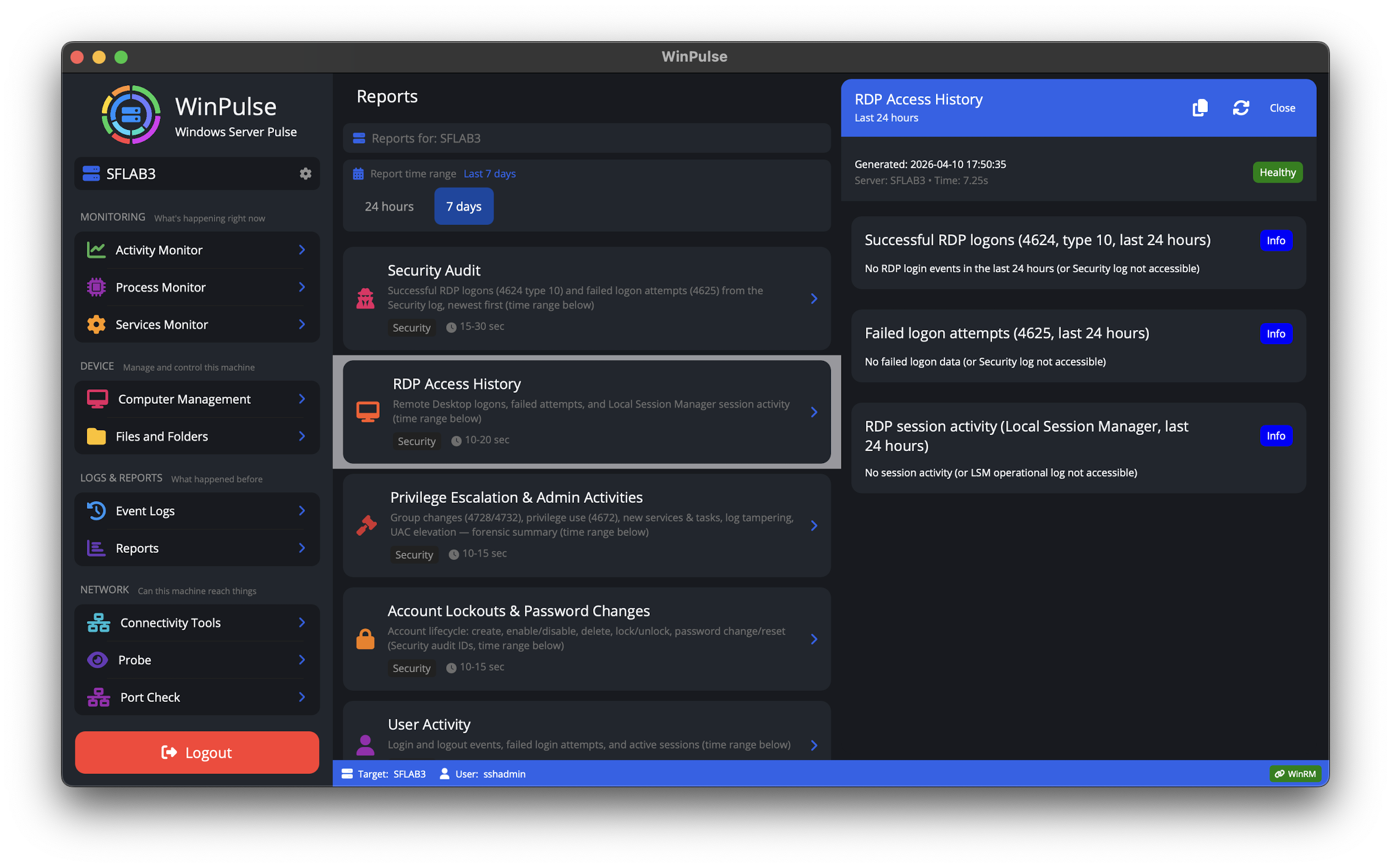 Reports — compliance and operational views (Mac)
